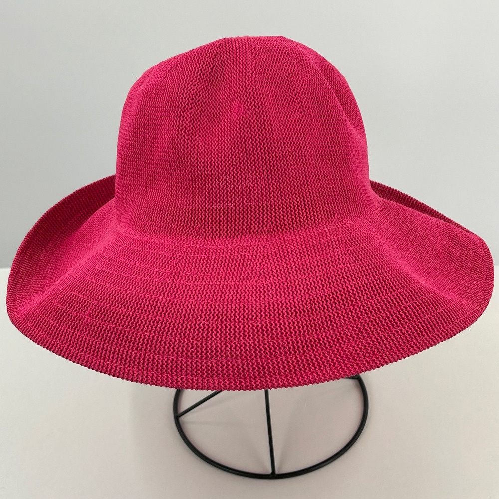 Toucan‎ Collection Hot Pink Knit Hat Wide Brim Packable Summer Beach Bucket Hat